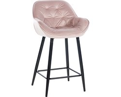 CLP Gibson Barkruk - Met armleuning - Met rugleuning - roze Fluweel