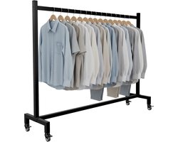 CLP Gisborne Kledingrek - Dressboy - Kledingstang - op wielen - metaal - 150x38x120/zwart