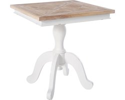 CLP Grasby Bijzettafel - Vierkant - Houten Keukentafel - 70x70 cm - natura/wit