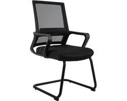 CLP Hanka vergaderstoel - met armleuningen - bureaustoel zonder wielen - bezoekersstoel - met stoffen bekleding en mesh rugleuning - Kunststof/zwart