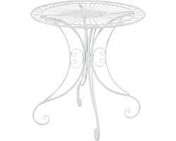 CLP Hari ronde tuintafel - rond - bijzettafeltje - Bistrotafel - met sierlijke decoraties - in Art Nouveau stijl - Metaal - wit