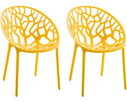 CLP Hope 2er Set stapelbare Tuinstoelen - Weerbestendig & UV-bestendig - Kunststof Stoelen met Armleuningen - Modern Design - geel