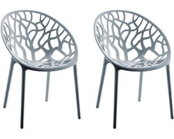 CLP Hope 2er Set stapelbare Tuinstoelen - Weerbestendig & UV-bestendig - Kunststof Stoelen met Armleuningen - Modern Design - grijs