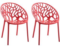 CLP Hope 2er Set stapelbare Tuinstoelen - Weerbestendig & UV-bestendig - Kunststof Stoelen met Armleuningen - Modern Design - rood