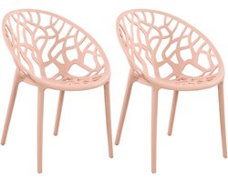 CLP Hope 2er Set stapelbare Tuinstoelen - Weerbestendig & UV-bestendig - Kunststof Stoelen met Armleuningen - Modern Design - roze