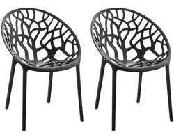 CLP Hope 2er Set stapelbare Tuinstoelen - Weerbestendig & UV-bestendig - Kunststof Stoelen met Armleuningen - Modern Design - zwart