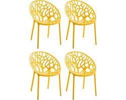 CLP Hope 4er Set stapelbare Tuinstoelen - Weerbestendig & UV-bestendig - Kunststof Stoelen met Armleuningen - Modern Design - geel
