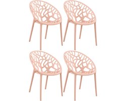 CLP Hope 4er Set stapelbare Tuinstoelen - Weerbestendig & UV-bestendig - Kunststof Stoelen met Armleuningen - Modern Design - roze