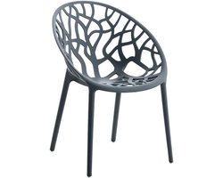 CLP Hope stapelbare Tuinstoel - Weerbestendig & UV-bestendig - Kunststof Stoelen met Armleuningen - Modern Design - antraciet