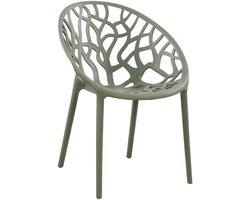 CLP Hope stapelbare Tuinstoel - Weerbestendig & UV-bestendig - Kunststof Stoelen met Armleuningen - Modern Design - olijf