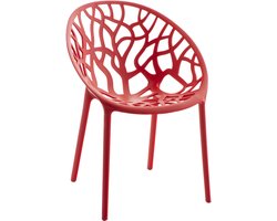 CLP Hope stapelbare Tuinstoel - Weerbestendig & UV-bestendig - Kunststof Stoelen met Armleuningen - Modern Design - rood