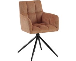 CLP Jonah Eetkamerstoel - met armleuning - klassiek - Draaibare - 180° automatisch terugdraaimechanisme - stof - Stof/oranje