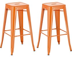 CLP Joshua Set van 2 barkrukken - Stapelbaar - Voetsteun - Metaal - oranje