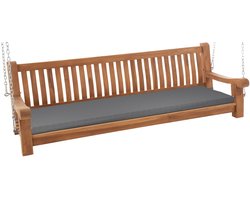 CLP Joyce Schommelbank - buiten - tuin - tuinmeubelen - teakhout - kussen - met armleuning en kettingen - tuinbank voor terras - 200 cm donkergrijs