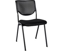 CLP Kaber Vergaderstoel - bezoekersstoel - stapelbaar - bekleding en rugleuning - met stevig metalen frame - zwart/zwart