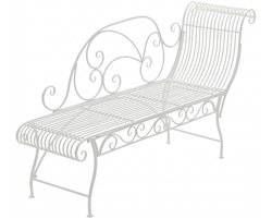 CLP Karma Tuinbank - Metalen Chaise Longue voor Tuin en Balkon - IJzeren Bank met Rugleuning - 156 cm - Belastbaar tot 160 kg - wit