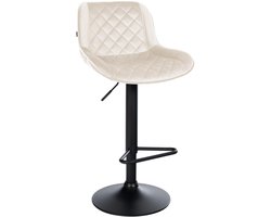 CLP Kasson Barkruk - met rugleuning - In hoogte verstelbaar - metalen frame - met voetsteun - zwart/creme