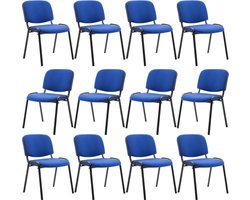 CLP Ken 12x Stapelbare Eetkamerstoel - Stof blauw
