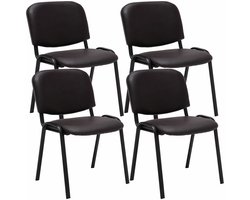 CLP Ken 4-delige set bezoekersstoelen - Kunstleer bruin