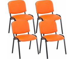 CLP Ken 4-delige set bezoekersstoelen - Kunstleer oranje