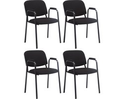 CLP Ken Pro Set van 4 Bezoekersstoelen - Stof zwart