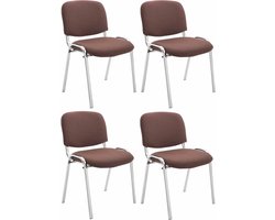 CLP Ken Set van 4 stoelen - Chroom - Stof bruin