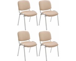 CLP Ken Set van 4 stoelen - Chroom - Stof creme