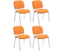 CLP Ken Set van 4 stoelen - Chroom - Stof oranje