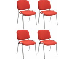 CLP Ken Set van 4 stoelen - Chroom - Stof rood