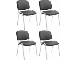 CLP Ken Set van 4 stoelen - Met Chroom - Kunstleer bruin