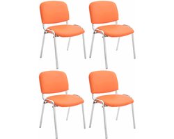 CLP Ken Set van 4 stoelen - Met Chroom - Kunstleer oranje