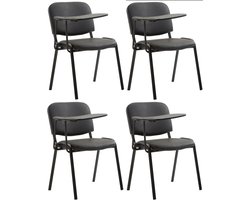 CLP Ken Set van 4 stoelen - met klaptafel - Kunstleer zwart