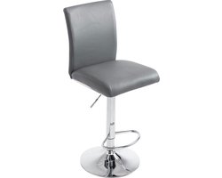 CLP Keulen Barkruk - Met rugleuning - Verstelbaar - Kunstleer - grijs/chroom