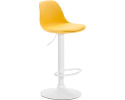 CLP Kiel Barkruk Met rugleuning - Verstelbaar - Voetsteun - Kunststof - geel wit