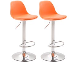 CLP Kiel Set van 2 barkrukken - Kunstleer oranje chroom