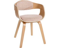 CLP Kingston Eetkamerstoel - Met armleuning - Hout - Stof - natura/creme