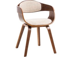CLP Kingston Eetkamerstoel - Met armleuning - Hout - Stof - walnoot/creme