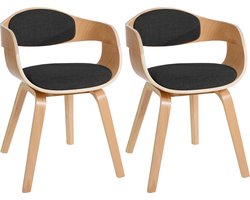 CLP Kingston Set van 2 eetkamerstoelen - Met armleuning - Stof - natura/donkergrijs natura
