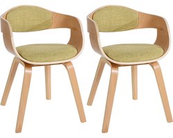 CLP Kingston Set van 2 eetkamerstoelen - Met armleuning - Stof - natura/lichtgroen natura