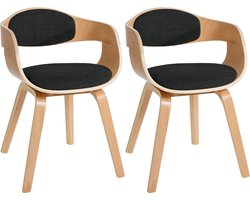 CLP Kingston Set van 2 eetkamerstoelen - Met armleuning - Stof - natura/zwart natura