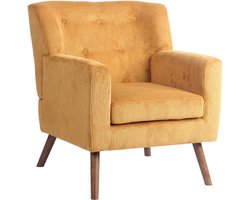 CLP Kioni Fauteuil - met armleuning - volwassen - relax - landelijk - stoelpoten van hout - ribstof - corduroy - oranje