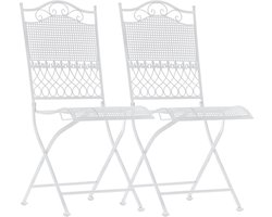 CLP Kiran Set van 2 tuinstoelen - Opvouwbaar - Metalen stoel - Art nouveau - wit