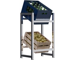 CLP Krattenrek Stack - Metalen Drankkrat Rek voor 2 tot 9 Kratten - Stevige Flessenkrat Standaard - Moderne Uitstraling - chroom - 2 Kratten