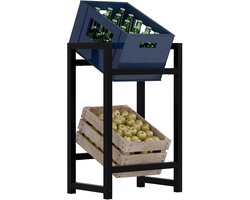 CLP Krattenrek Stack - Metalen Drankkrat Rek voor 2 tot 9 Kratten - Stevige Flessenkrat Standaard - Moderne Uitstraling - zwart - 2 Kratten