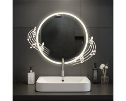 CLP Laconia Badkamerspiegel - met verlichting - met verwarming - rond - anti-condens wandspiegel - LED dimbaar - met Bluetooth - helder/glas