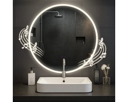 CLP Laconia Badkamerspiegel - met verlichting - met verwarming - rond - anti-condens wandspiegel - LED dimbaar - met Bluetooth - helder/glas
