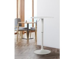 CLP Lamoni Bartafel - in hoogte verstelbare - bar tafel - bistrotafel - wit/wit rond
