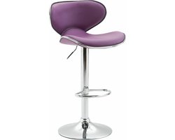 CLP Las Vegas Barkruk - Met rugleuning - Verstelbaar - Voetsteun - Kunstleer - purper chroom