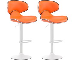 CLP Las Vegas Set van 2 barkrukken - Kunstleer oranje wit