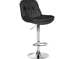 CLP Laurel Barkruk - met rugleuning - in hoogte verstelbaar - met voetensteun - kunstleer - chroom/zwart